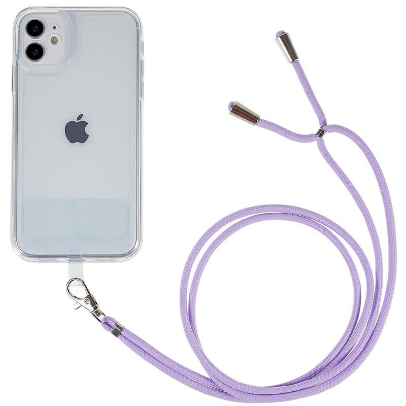 pour iPhone 11 6.1 inch Anti-drop Transparent Back House TPU Phone Cover with Detachable Lanyard - Purple