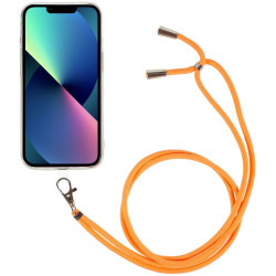 pour iPhone 13 6.1 inch Thicken TPU Phone Drop-proof Cover Transparent Protective House with Detachable Lanyard - Orange