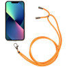 pour iPhone 13 6.1 inch Thicken TPU Phone Drop-proof Cover Transparent Protective House with Detachable Lanyard - Orange