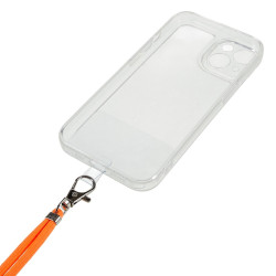 pour iPhone 13 6.1 inch Thicken TPU Phone Drop-proof Cover Transparent Protective House with Detachable Lanyard - Orange