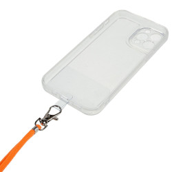 pour iPhone 12 Pro 6.1 inch TPU Transparent Back House r with Detachable Lanyard - Orange