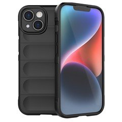 For iPhone 15 Soft TPU Cell Phone Case Anti-drop Rugged Phone Back Cover - Black