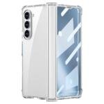 GKK For Samsung Galaxy Z Fold5 5G Phone Case Air Bag Hinge Protection Hard PC Phone Cover with Tempered Glass Screen Film - Transparent