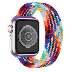 [Size XL] Waterproof Stretchable Braided Watch Strap Sports Replacement Watchband for Apple Watch Ultra 49mm / Series 8 45mm / 7 45mm / 6 / 5 / 4 / SE 44mm / SE (2022) 44mm / 3 / 2 / 1 42mm - Rainbow