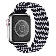 [Size XL] Waterproof Stretchable Braided Watch Strap Sports Replacement Watchband for Apple Watch Ultra 49mm / Series 8 45mm / 7 45mm / 6 / 5 / 4 / SE 44mm / SE (2022) 44mm / 3 / 2 / 1 42mm - Black / White