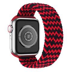 [Size XL] Waterproof Stretchable Braided Watch Strap Sports Replacement Watchband for Apple Watch Ultra 49mm / Series 8 45mm / 7 45mm / 6 / 5 / 4 / SE 44mm / SE (2022) 44mm / 3 / 2 / 1 42mm - Black / Red