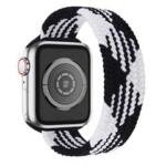 [Size XL] Waterproof Stretchable Braided Watch Strap Sports Replacement Watchband for Apple Watch Ultra 49mm / Series 8 45mm / 7 45mm / 6 / 5 / 4 / SE 44mm / SE (2022) 44mm / 3 / 2 / 1 42mm - Black+White Splicing