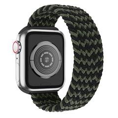 [Size XL] Waterproof Stretchable Braided Watch Strap Sports Replacement Watchband for Apple Watch Ultra 49mm / Series 8 45mm / 7 45mm / 6 / 5 / 4 / SE 44mm / SE (2022) 44mm / 3 / 2 / 1 42mm - Black / Green