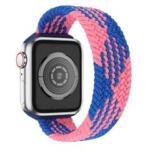 [Size XL] Waterproof Stretchable Braided Watch Strap Sports Replacement Watchband for Apple Watch Ultra 49mm / Series 8 45mm / 7 45mm / 6 / 5 / 4 / SE 44mm / SE (2022) 44mm / 3 / 2 / 1 42mm - Blue+Pink Splicing