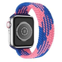 [Size XL] Waterproof Stretchable Braided Watch Strap Sports Replacement Watchband for Apple Watch Ultra 49mm / Series 8 45mm / 7 45mm / 6 / 5 / 4 / SE 44mm / SE (2022) 44mm / 3 / 2 / 1 42mm - Blue+Pink Splicing