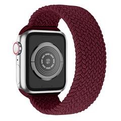 [Size XL] Waterproof Stretchable Braided Watch Strap Sports Replacement Watchband for Apple Watch Ultra 49mm / Series 8 45mm / 7 45mm / 6 / 5 / 4 / SE 44mm / SE (2022) 44mm / 3 / 2 / 1 42mm - Dark Red