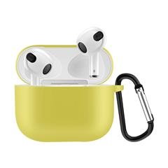 Solid Color Bluetooth Earphone Shell Shockproof Protector Silicone Case Cover for AirPods 3 - Yellow