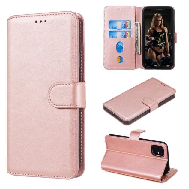 Étui portefeuille en cuir pour iPhone 11 6,1 pouces - Or Rose