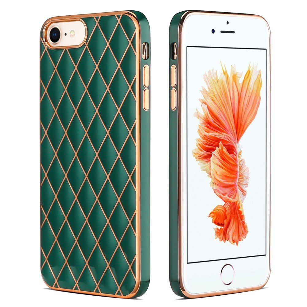 Shockproof Electroplating Rhombus Pattern TPU Phone Case for iPhone 8 / iPhone 7 / iPhone SE (2020)/SE (2022) - Green