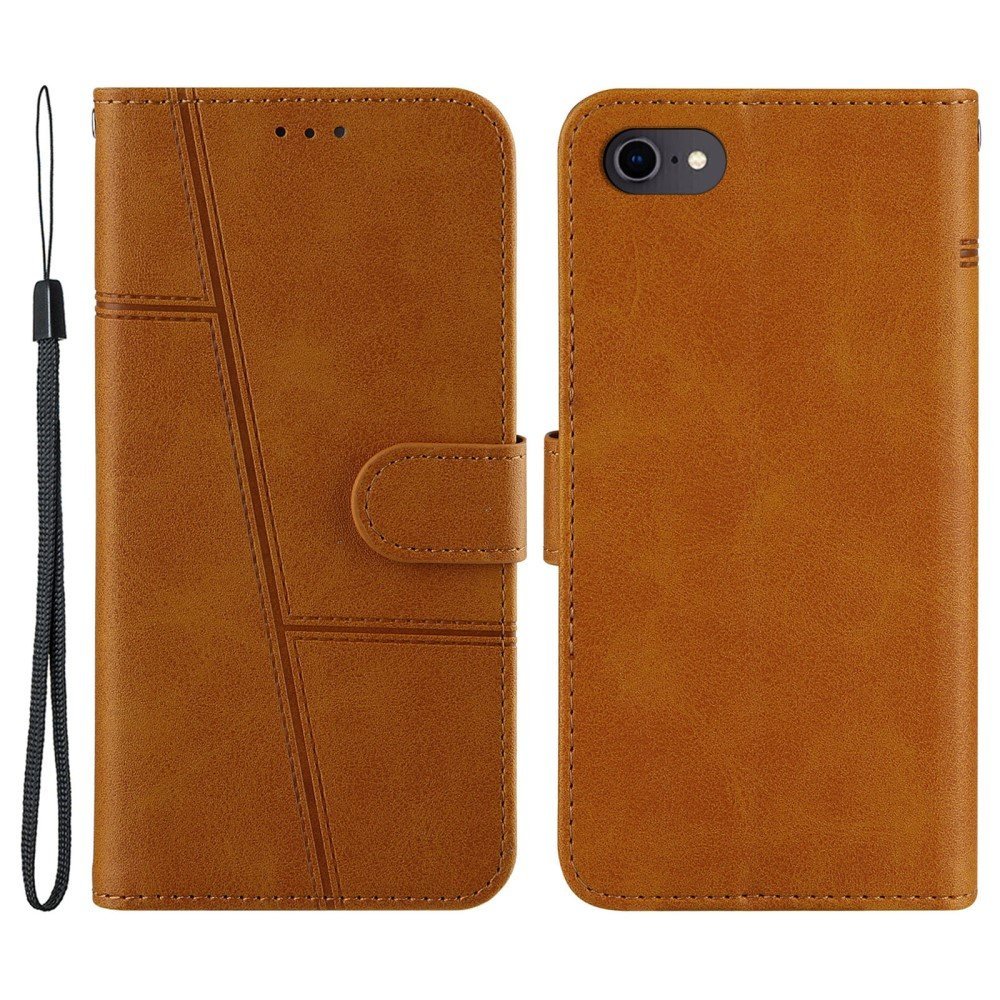 Splicing Leather Phone Cover Wallet Case with Stand for iPhone 6 4.7-inch/7 4.7 inch/8 4.7 inch/SE (2020)/SE (2022) - Brown