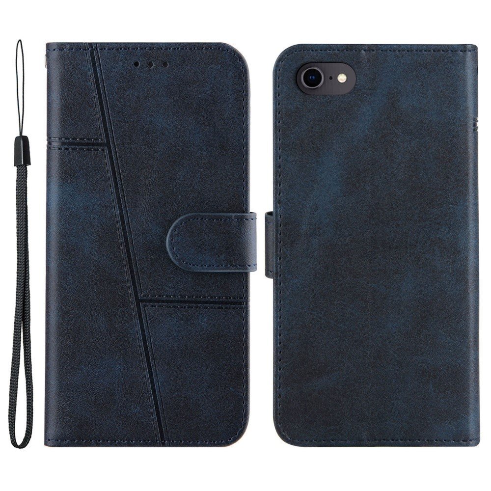 Splicing Leather Phone Cover Wallet Case with Stand for iPhone 6 4.7-inch/7 4.7 inch/8 4.7 inch/SE (2020)/SE (2022) - Blue