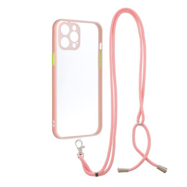 Coque TPU + acrylique avec lanière pour iPhone 11 Pro Max 6,5 pouces - Blanc