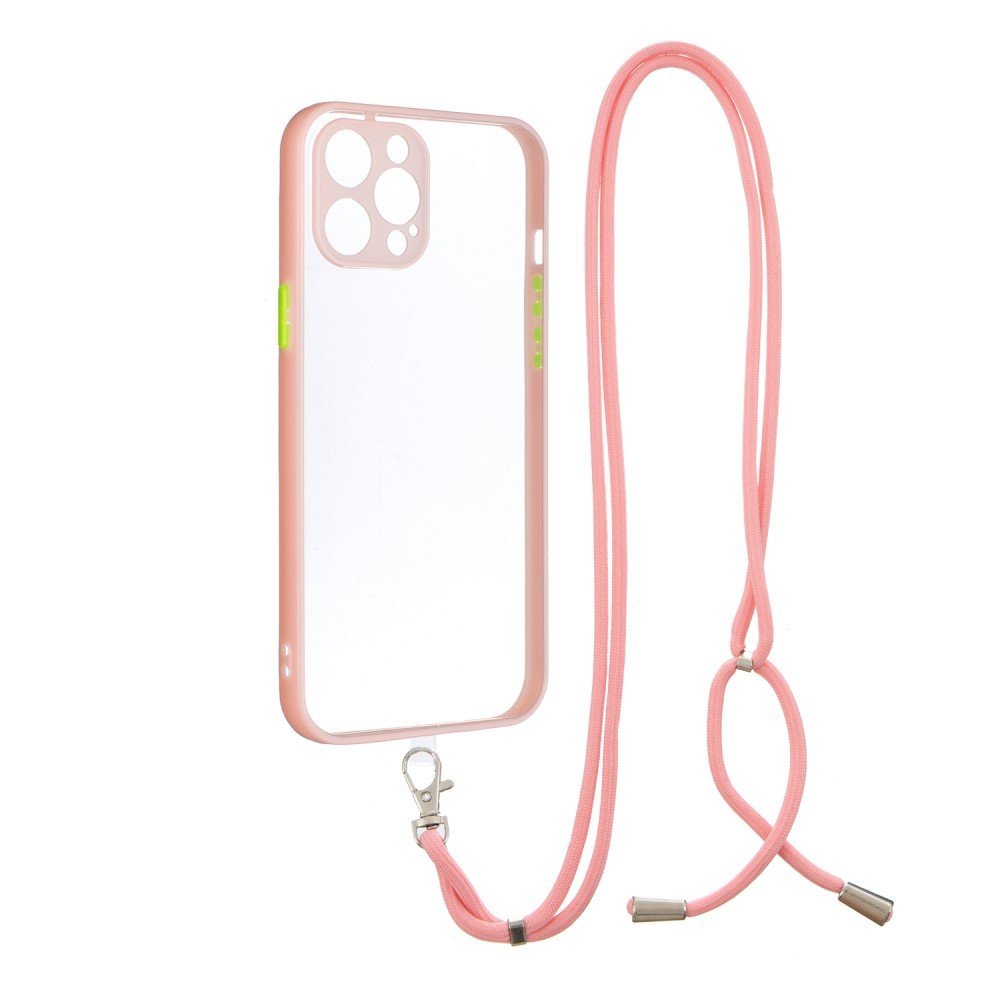 Transparent TPU + Acrylic Combo Hybrid Back Phone Cover Shell with Lanyard for iPhone 11 Pro Max 6.5 inch - White