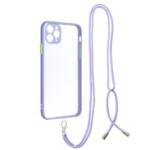Coque TPU + acrylique avec lanière pour iPhone 11 Pro Max 6,5 pouces - Bleu
