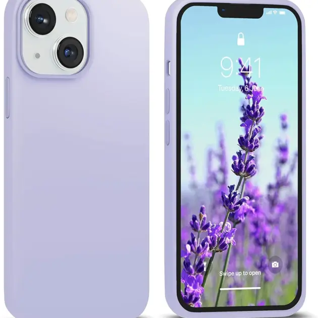 Solid Silicone Case Drop-proof Cell Phone Protective Cover Shell for iPhone 13 6.1 inch - purpule