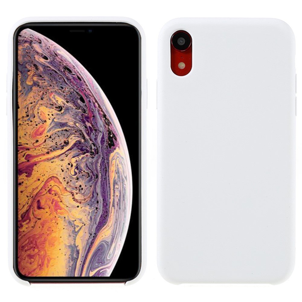 Solid Silicone Silky-Soft Touch Full-Body Protective Case for iPhone XR 6.1 inch - White