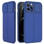 Étui avec cache caméra coulissant pour iPhone 13 Pro Max 6,7 pouces - Bleu
