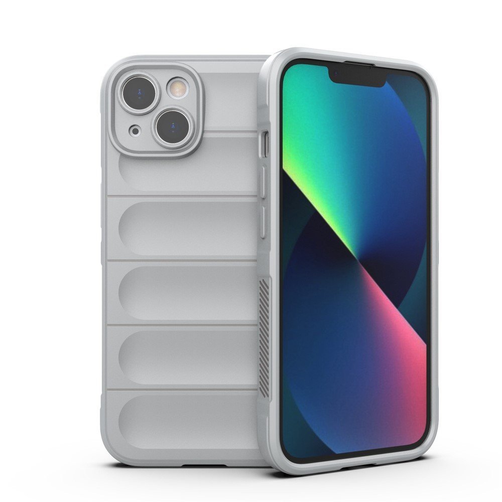 For iPhone 13 6.1 inch Bump Proof Rugged Back Shell Soft TPU Phone Protector Case - Light Grey