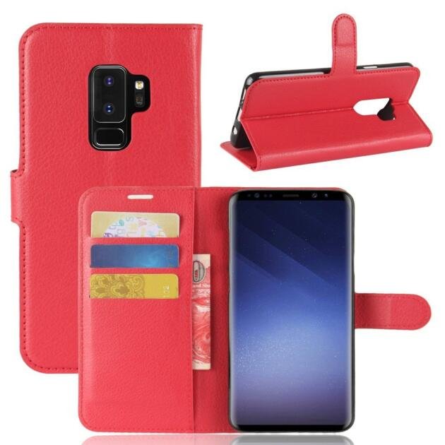 Étui Litchi en cuir pour Samsung Galaxy S9+ G965 - Rouge