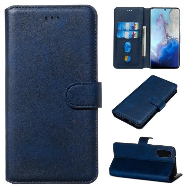 Étui portefeuille en cuir pour Samsung Galaxy S20 4G/5G - Bleu