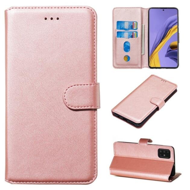Étui portefeuille en cuir pour Samsung Galaxy A51 - Or Rose