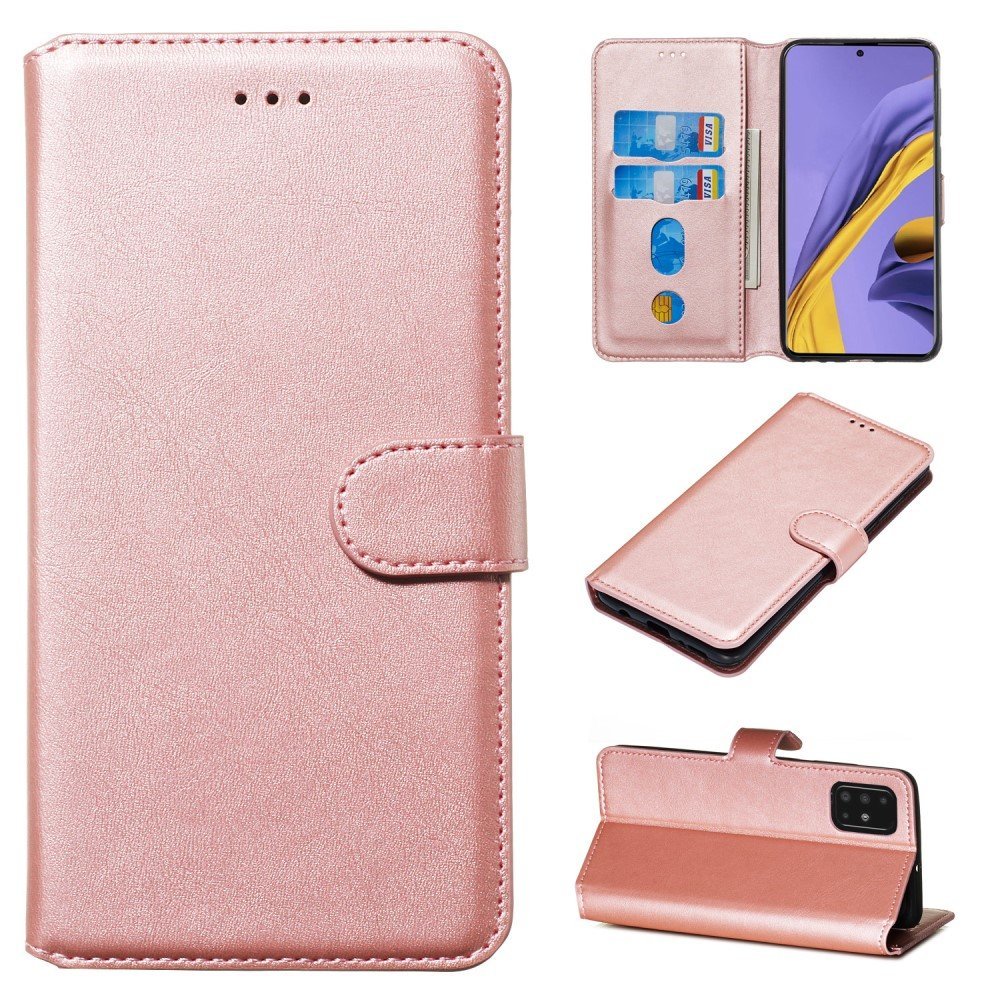 Classic Wallet Leather Stand Phone Protective Shell for Samsung Galaxy A51 - Rose Gold