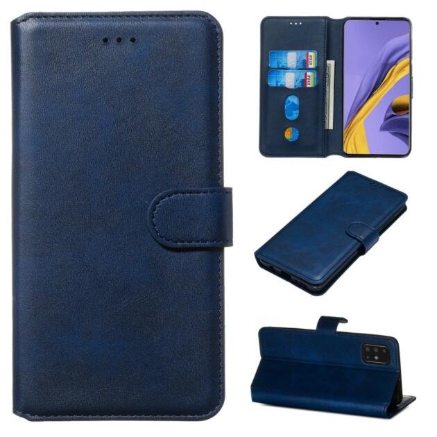 Étui portefeuille en cuir pour Samsung Galaxy A51 - Bleu