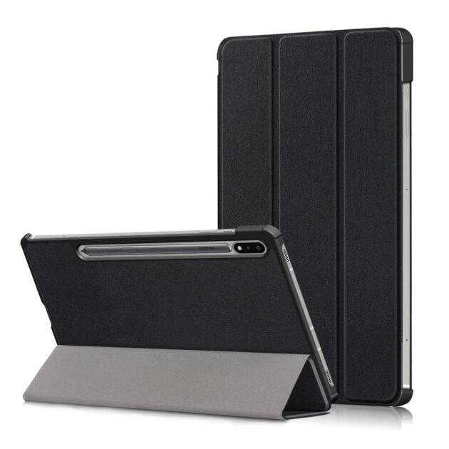 Étui en cuir tri-fold pour Samsung Galaxy Tab S7/S8 - Noir
