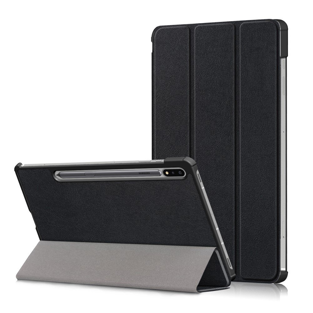 Tri-fold Stand Leather Smart Case for Samsung Galaxy Tab S7 T870 T875/Tab S8 - Black