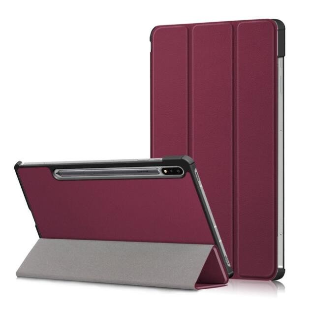 Étui en cuir tri-fold pour Samsung Galaxy Tab S7/S8 - Bordeaux