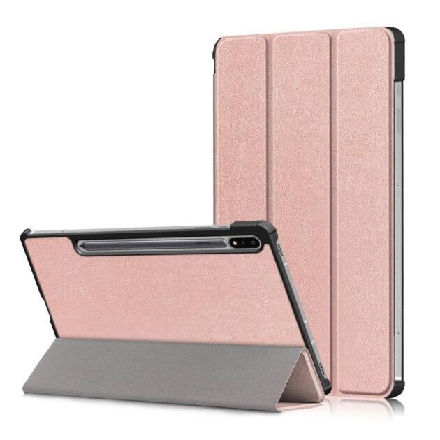 Étui en cuir tri-fold pour Samsung Galaxy Tab S7/S8 - Or Rose