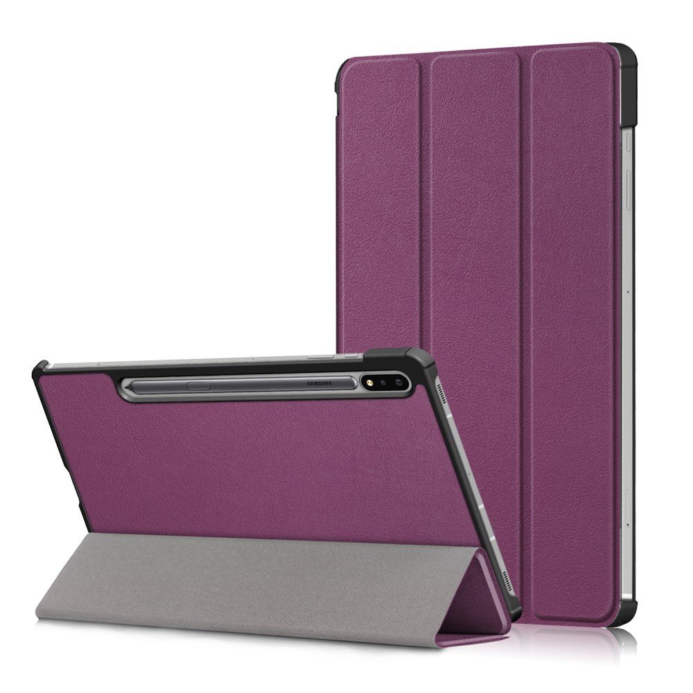 Tri-fold Stand Leather Smart Case for Samsung Galaxy Tab S7 T870 T875/Tab S8 - Purple