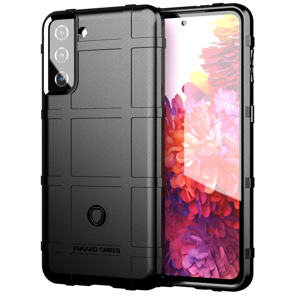 Shock-proof Rugged Square Grid Texture TPU Phone Cover for Samsung Galaxy S21 Plus 5G - Black