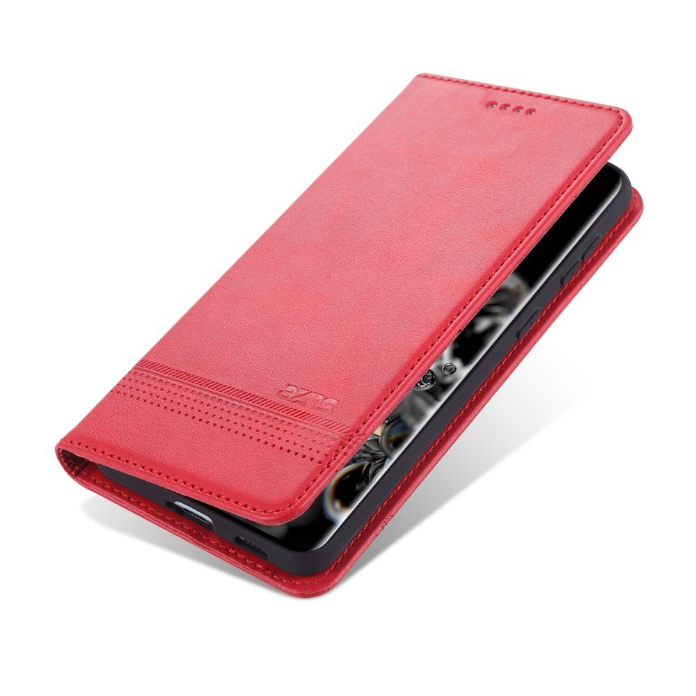 AZNS Auto-absorbed Leather Stand Wallet Case for Samsung Galaxy S21 4G/5G - Red – Image 2