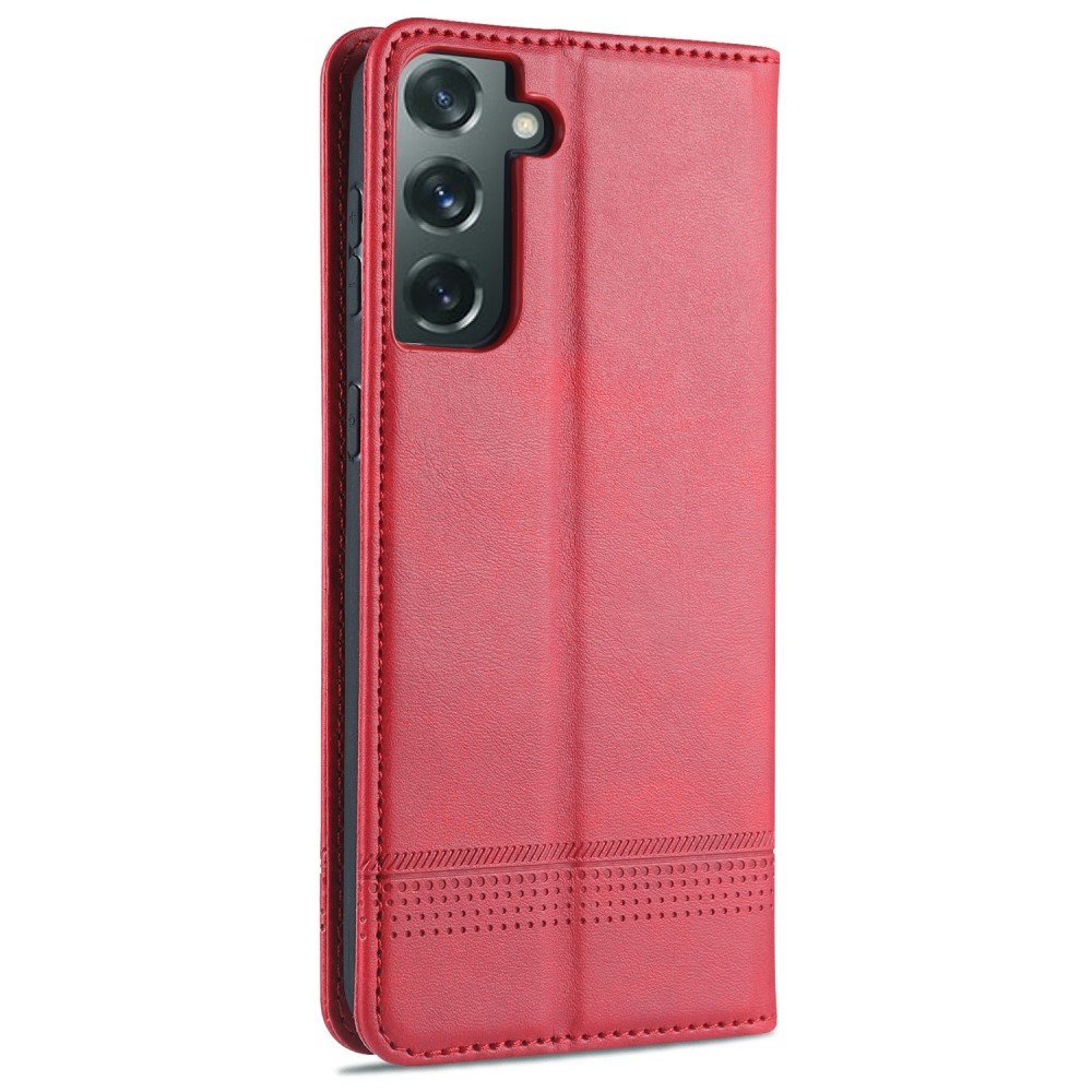 AZNS Auto-absorbed Leather Stand Wallet Case for Samsung Galaxy S21 4G/5G - Red – Image 3