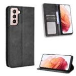 Étui en cuir pour Samsung Galaxy S21 4G/5G - Noir