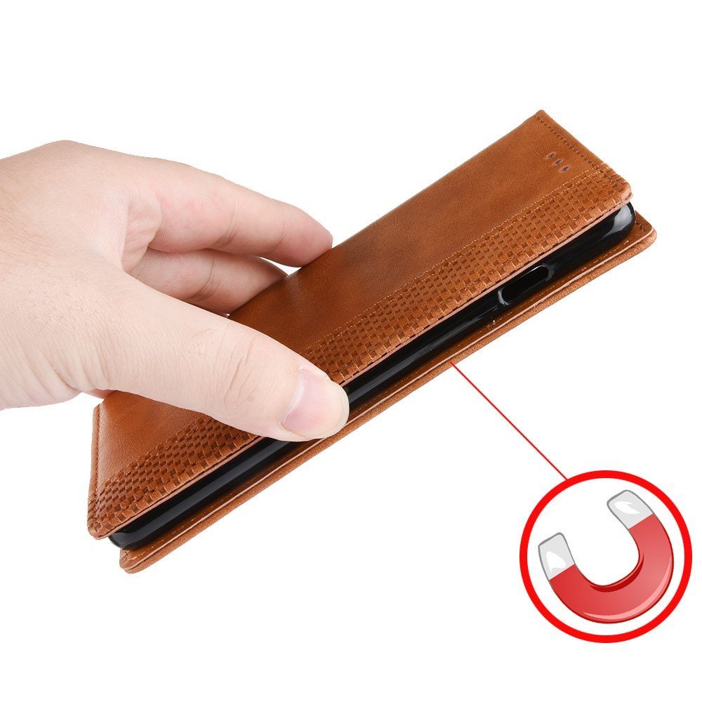 Retro Style Auto-absorbed Wallet Stand TPU + PU Leather Phone Case for Samsung Galaxy S21 4G/5G - Brown – Image 3