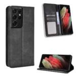 Étui portefeuille en cuir pour Samsung Galaxy S21 Ultra 5G - Noir