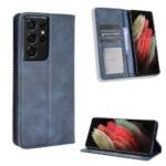 Étui portefeuille en cuir pour Samsung Galaxy S21 Ultra 5G - Bleu