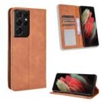 Étui portefeuille en cuir pour Samsung Galaxy S21 Ultra 5G - Marron