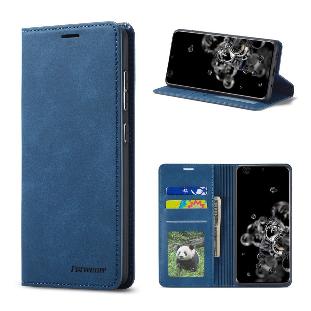 FORWENW Fantasy Series Skin-Touch Feeling Leather Wallet Stand Case for Samsung Galaxy S21 Plus 5G - Blue