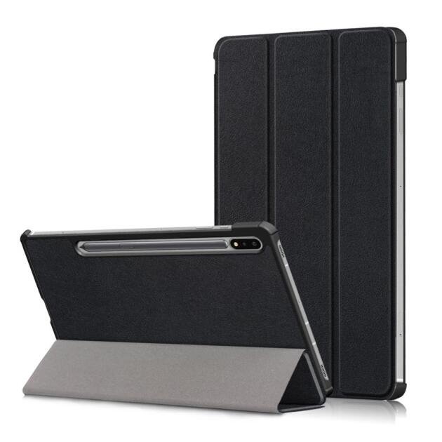 Étui en cuir tri-fold pour Samsung Galaxy Tab S7 FE/S7 Plus/S8+ - Noir
