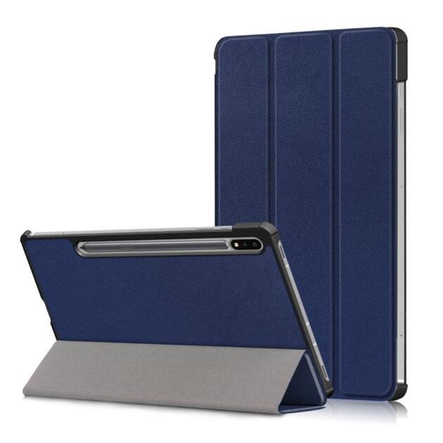 Étui en cuir tri-fold pour Samsung Galaxy Tab S7 FE/S7 Plus/S8+ - Bleu