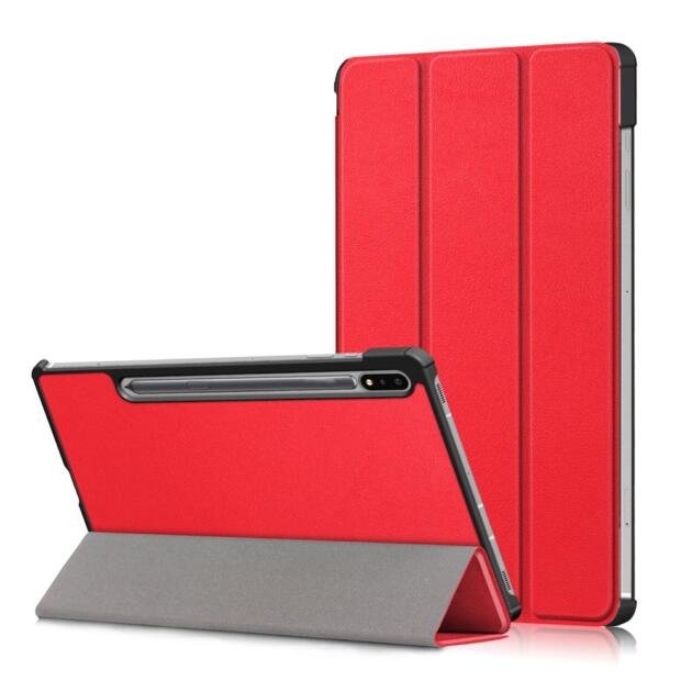 Étui en cuir tri-fold pour Samsung Galaxy Tab S7 FE/S7 Plus/S8+ - Rouge