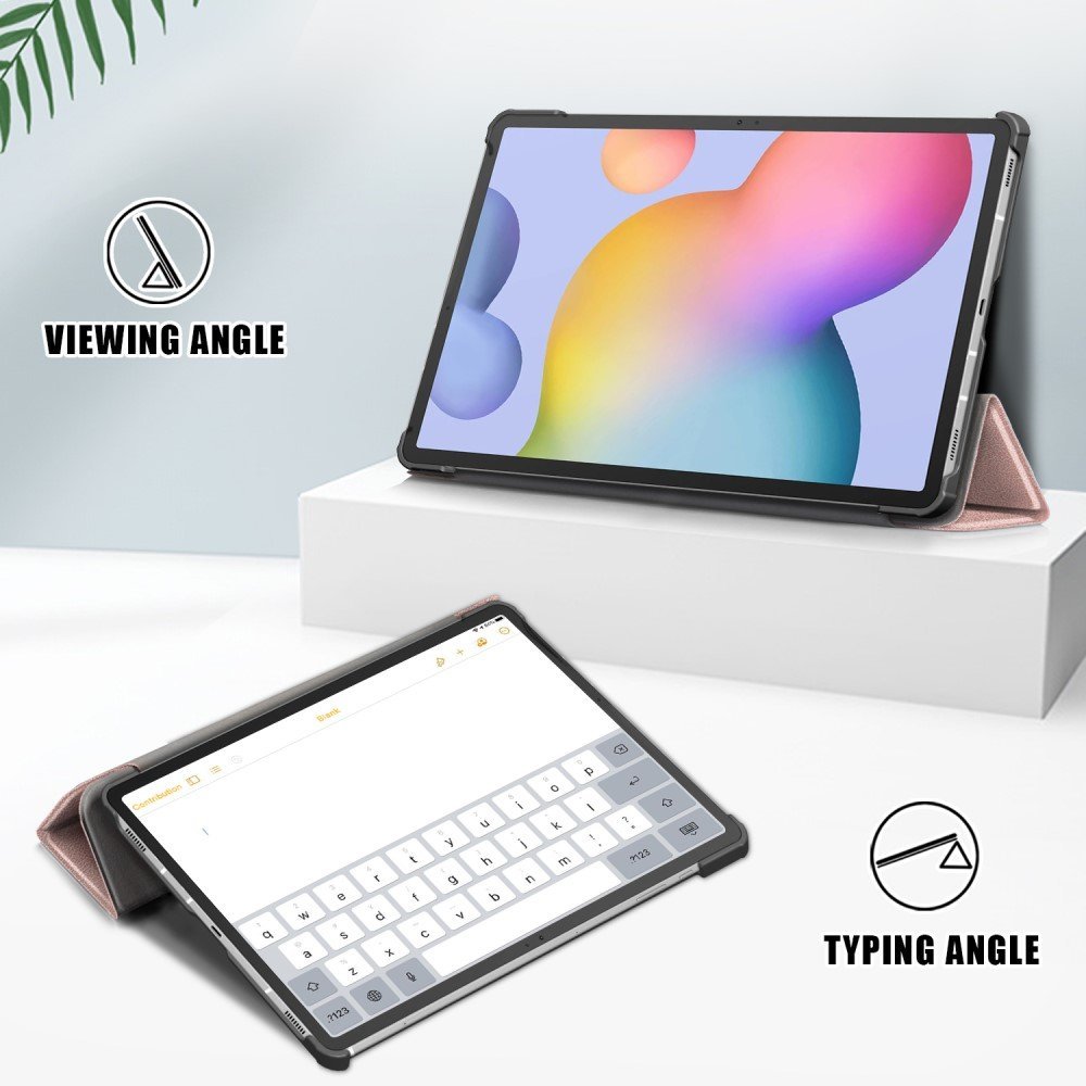 Étui en cuir tri-fold pour Samsung Galaxy Tab S7 FE/S7 Plus/S8+ - Or Rose – Image 2
